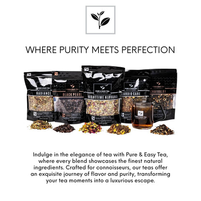 Pure And Easy Tea, Nighttime Nirvana, Natural Sleep & Relaxation Tea, Caffeine-Free Loose Leaf Blend with Chamomile, Lavender & Lemon Balm, Premium Wellness Tea, 30-Day Supply, 100g