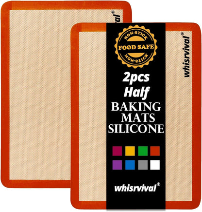 Silicone Baking Mat, Reusable Silicone Baking Sheets for Oven, 2Pcs Half Sheet(16.5"x11.6") Non-Stick (Orange)