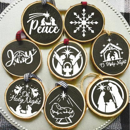 30 Pieces Small Christmas Nativity Stencils for Painting on Wood Reusable Palstic Nativity Scene Stencils for DIY Crafts Ornament Wood Cookie (3in Jesus)