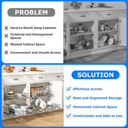 WelFurGeer Soft Close Slide Out Cabinet Shelf, 14" W x 22" D Pull Out Drawers for Kitchen Cabinets, Kitchen Shelf Organizer, Cupboard Organizers and Storage, Under Cabinet Pull Out Shelves