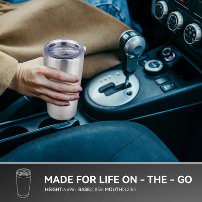 20 oz Tumbler Stainless Steel Tumblers Bulk with Lid Double Wall Insulated Coffee Tumbler Cups for Hot & Cold Drinks Powder Coated Travel Coffee Tumbler Mug Metal (Stainless Steel, 12 pack)