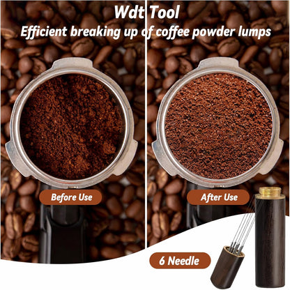 Espresso Accessories Kit, 51mm Tamper, Coffee Tamper Set, Silver 51mm Stainless Steel Espresso Tamper, Dosing Funnel, Tampers Mat, WDT Tools and Puck Screen Set Fit 51mm Portafilters