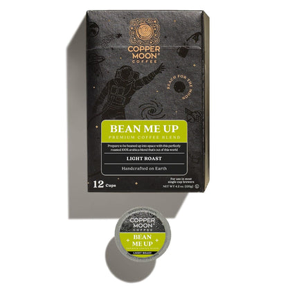 Copper Moon Single Serve Coffee Pods for Keurig K-Cup Brewers, Light Roast, Bean Me Up Blend, 12 Count