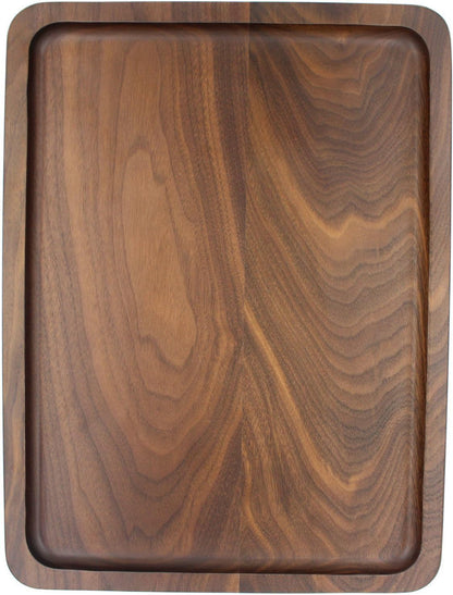 Bamber Wood Serving Tray Wooden Decorative Coffee Tea Platter Black Walnut 15.3 x 11.4 Inches