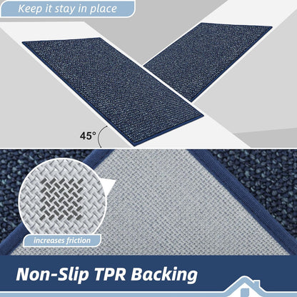 BEQHAUSE Dirt Trapper Door Mat 24" x 60", Non-Slip Washable Doormats Entrance Mat, Dirt Resistant and Absorbent Welcome Mat, Low Profile Floor Mats for Front Back Door and Entryway, Blue