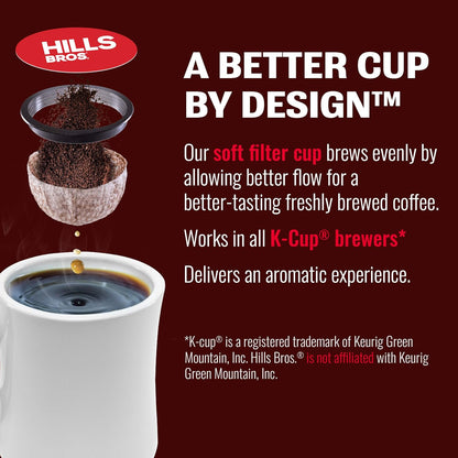 Hills Bros Single Serve Coffee Pods, Perfect Balance, Medium Roast Coffee, 12 Count-Keurig Compatible, Roasted Arabica Coffee Beans, Less Caffeine, Full-Body Flavor