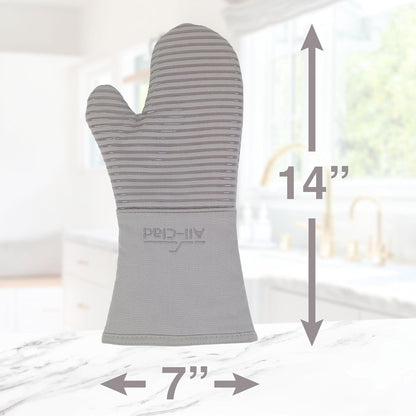All-Clad Silicone Oven Mitts: Heat Resistant up to 500 Degrees - 100% Cotton & Silicone, 14"x7" Oven Mitt for Kitchen and Barbeque, 2-Pack, Titanium