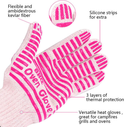 CZSYZCZS Extreme Heat Resistant Oven Gloves - 932F - Cooking Gloves for BBQ, Grilling, Baking,Cutting, Smoker Fireplace