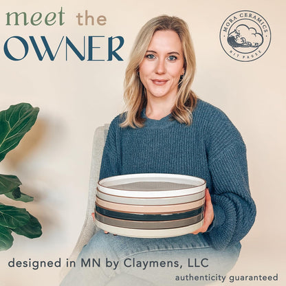 Mora Ceramic Flat Dinner Plates Set of 6, 10.5 in High Edge Dish Set - Microwave, Oven, and Dishwasher Safe, Scratch Resistant, Modern Dinnerware- Kitchen Porcelain Serving Dishes - Assorted Neutrals