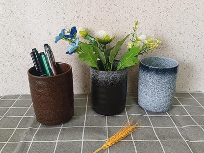 Stoneware Coffee Bar Utensil Holder Tea & Coffee Spoon & Stirrer Holder for Stir Stick Straw Teaspoon Holder Spoon Cup Small Utensil Jar (Stone Blue)