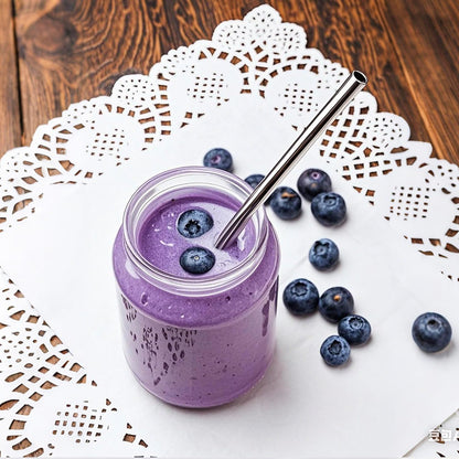 Metal Smoothie Straws Reusable, 0.4'' Extra Wide Stainless Steel Drinking Straws for Milkshake, Smoothie, Thick Beverages, Cleaning Brush