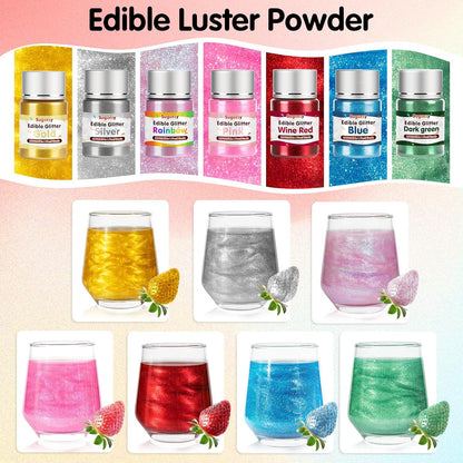 Gold Edible Glitter for Drinks, Food Grade 10g Gold Sprinkles Cake Decorating Supplies, Edible Luster Dust for Cocktail Beverages,Halloween Food Coloring Shimmer Powder for Baking,Cake Cupcakes Cookies Drinks Eggs Candy Strawberries Decorations