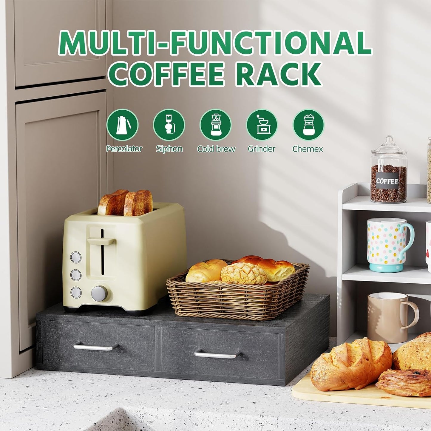 Simple Trending K Cup Organizer Coffee Pod Storage Box, Tea Organizer Holder and Drawer Storage Holds, 30 Pods Capacity, Black