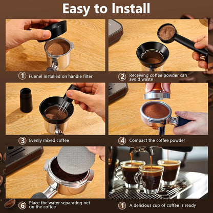 WDT Tool Espresso Distributor Accessory kit &1.7mm Thickness 150μm Mesh Puck Screen & 8 Magnets dosing ring Compatible with Portafilter (WDT +58MM Black dosing ring&puck screen)