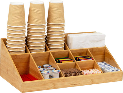 Mind Reader Cup and Condiment Station, Countertop Org, Coffee Bar, Rayon from Bamboo Cup, 18.125"L x 9.5"W x 6.5"H, Brown
