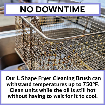 4-Pack L-Shaped Deep Fryer Cleaning Brush, Up to 750F High Heat Resistant Metal Bristles Fryer Cleaning Brush for Food Debris & Grease in Kitchen & Restaurants Deep Fryers Coil by FryOilSaver Co. B53C