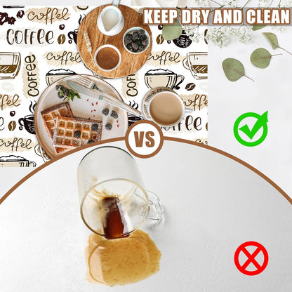 Coffee Cute Doodle Dish Drying Mat for Kitchen Counter Coffee Bar Mat Hide Stain Absorbent Rubber Backed Drying Rack Pad Fit Espresso Machine Table Accessories 11.8 x 19.7 Inch