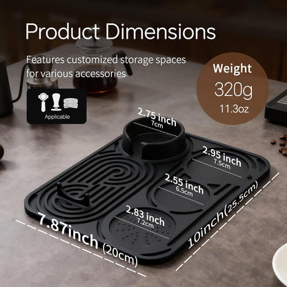 Silicone Coffee Mat- Compatible with Ninja Espresso - Easy to Clean, Suitable for Ninja Luxe Espresso Coffee Machine ES601 & ES701 and Other Coffee Machines of Various Sizes (Black)