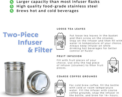 London Sip 25 oz Multi-Function Travel Mug and Tumbler Tea Infuser Water Bottle Fruit Infuser Flask Hot and Cold Double Wall Stainless Steel Coffee Thermos, Sacred Red