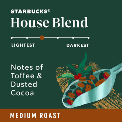 Starbucks K-Cup Coffee Pods, Medium Roast Coffee, House Blend for Keurig Brewers, 100% Arabica, 6 boxes (60 pods total)