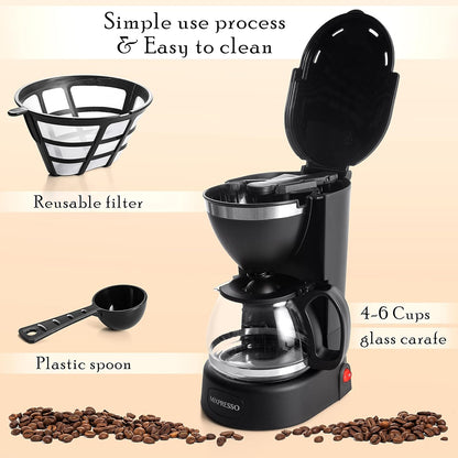 Drip Coffee Maker by Mixpresso Coffee (6 Cups), Black