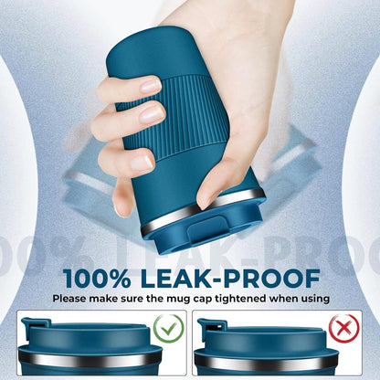 Insulated Coffee Tumbler 17 oz, Stainless Steel Coffee Mug with Lids, Travel Coffee Mug Leak Proof, Double Wall Vacuum Insulated Reusable Coffee Cup, Keep Drinks Hot and Cold (Deep Teal, 17 Ounces)