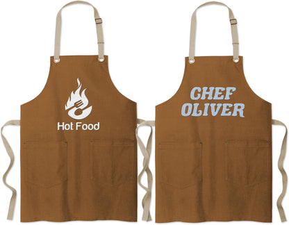 TEEAMORE Custom Embroidered Kitchen Apron Add Your Name Logo Design Cooking Baking Kitchen Chef Apron Gifts