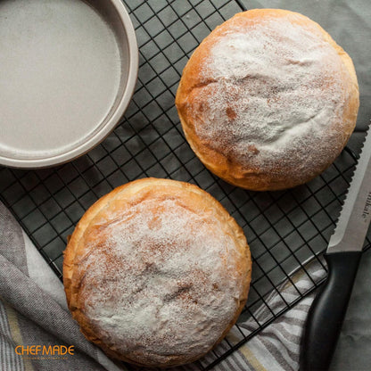 CHEFMADE Mini Round Cake Pan Set, 6-Inch 4Pcs Non-Stick Round Cake and Loaf Bakeware for Oven and Instant Pot Baking (Champagne Gold)