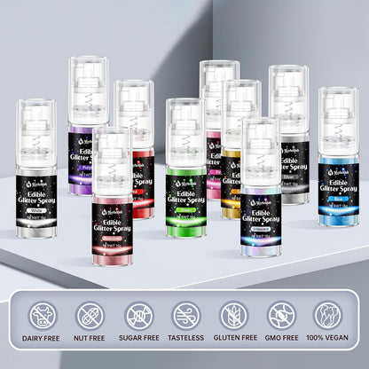 White Edible Glitter Spray - 15g Edible White Glitter for Cakes Food Grade Metallic Shimmer Powder Cake Spray for Cookie Decorating Chocolate Strawberry