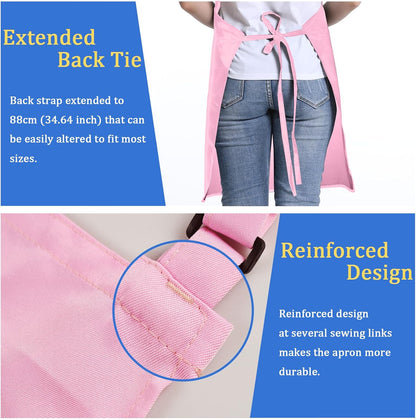 4 Pack Chef Apron, Adjustable Apron with 2 Pockets, Unisex Personalised Apron for Cooking, Kitchen, Restaurant