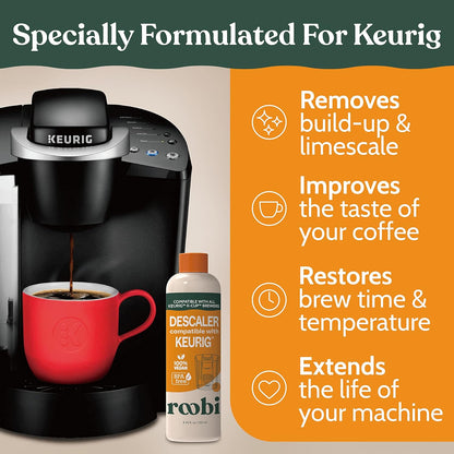 Roobi Keurig Compatible Descaling Solution. Specially Formulated for Descaling & Cleaning. 2 Uses per Bottle, 2 Pack. Carbon Neutral Keurig Descaling Kit.