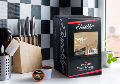 Brooklyn Beans Roastery Vanilla Spice Flavored Coffee Pods - Compatible with Keurig K Cup Brewers Including 2.0 Machines, 40 Count