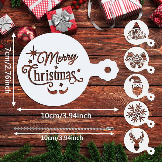 JULBEAR 36 Pieces Reusable Christmas Cookie Cake Stencils Templates Mold Tools Cookies Baking Painting Dessert Coffee Xmas Decoration