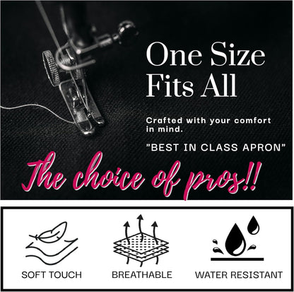 Pomp 2 Pack Premium Bib Aprons | Adjustable Neck + 2 Pockets | Water + Oil Resistance | Men & Women's Kitchen Cooking Aprons