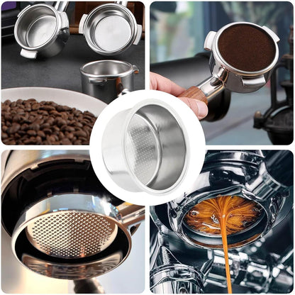 Reusable 51mm Coffee Filters Cups 2Pcs, Stainless Steel Espresso Coffee Filters Double Layer Pressurized Portafilter Filter Baskets, Espresso Machine Accessories Fit for Delonghi EC5 / EC7 / EC9