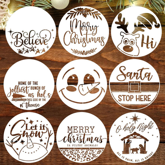 Large Christmas Stencils 12” Christmas Stencil for Painting on Wood Holiday Stencils for Crafts Reusable Merry Christmas Drawing Templates for Door Hanger Porch Wreath Doormat Decor