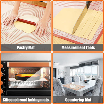 Silicone Pastry Mat 36x24 Inch Nonstick Baking Mat Perfect for Dough, Pastry Board, Dough Rolling, Kneading Board, Pie Crust, Fondant, Pasta/Pizza, Kitchen Counter Mat