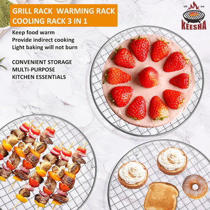 KEESHA 8.3 Inch Cooling Rack - 304 Stainless Steel Dish Rack for Cooking and Baking - Premium Steamer Rack, Canning Rack - Stackable Cake Cooling Rack