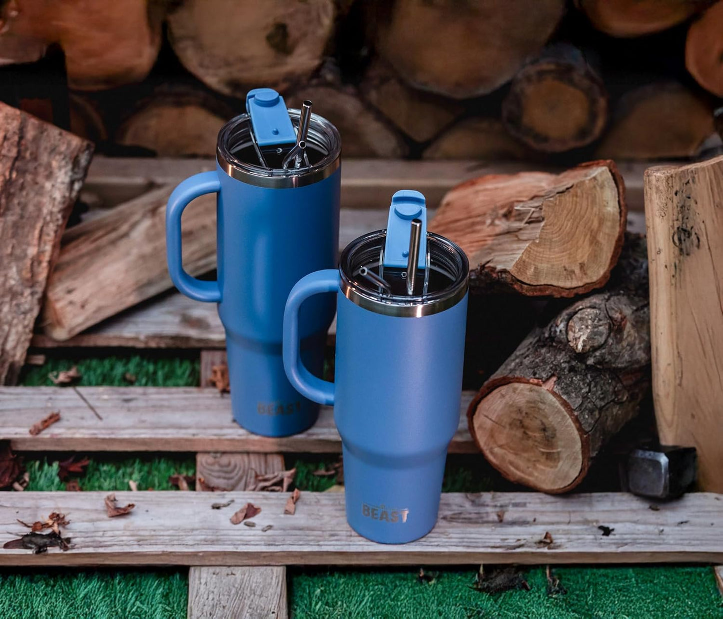 Beast 42 oz Tumbler Stainless Steel Vacuum Insulated Coffee Ice Cup Double Wall Travel Flask (Stormy Sky Blue)