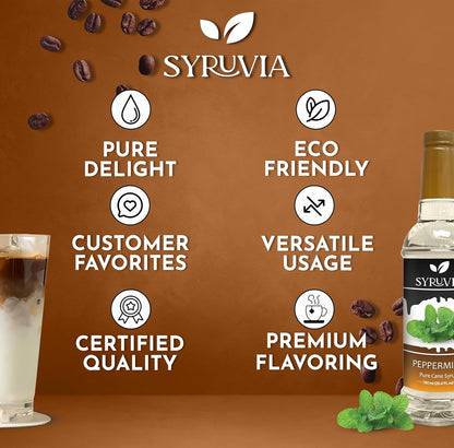Syruvia Peppermint Syrup for Coffee 25.4 Ounces Peppermint Flavoring for Coffee
