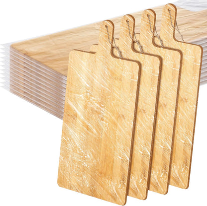 Patelai 12 Packs Wooden Cutting Board Set with Handles Large Kitchen Serving Plain Chopping Board Bulk Gifts for Mom for Vegetables Meat Pizza Cheese Fruit Bread(Bamboo,21.5 x 8.75 Inch)