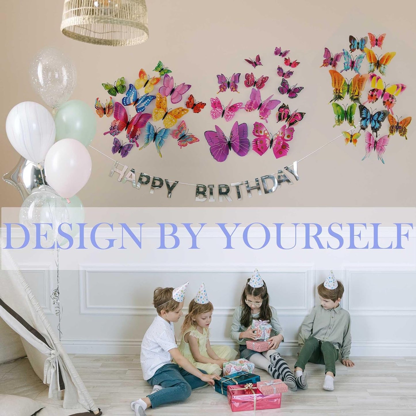 Butterfly Wall Decor 24/48 PCS, 3D Butterflies Stickers for Party Decorations with Magnets (Swallow, 48)