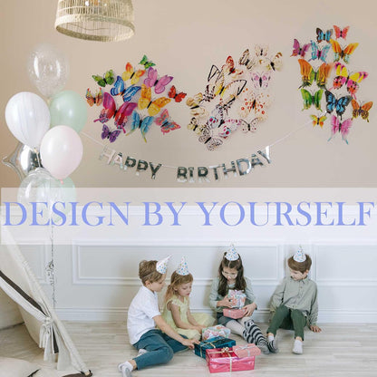 Butterfly Wall Decor 24/48 PCS, 3D Butterflies Stickers for Party Decorations with Magnets (White, 48)