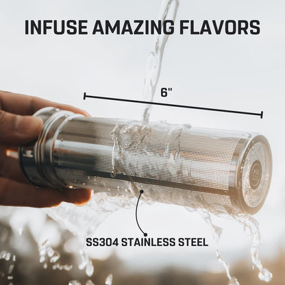 Vessence Tea Infuser Bottle - 32 Oz Insulated Loose Leaf & Fruit Infuser Bottle | Leak Proof with FlowSip Lid