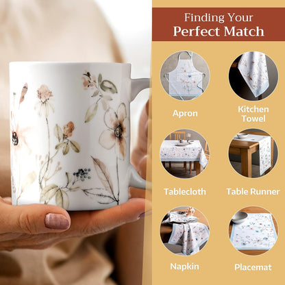 Maison d' Hermine Coffee Mug with Handles Fine Bone China Mugs Pack of Two Tea Cups for Hot Beverages Cappuccino Latte Home Restaurant Office Perfect for Gift (Ice Florals, 12 Ounce)