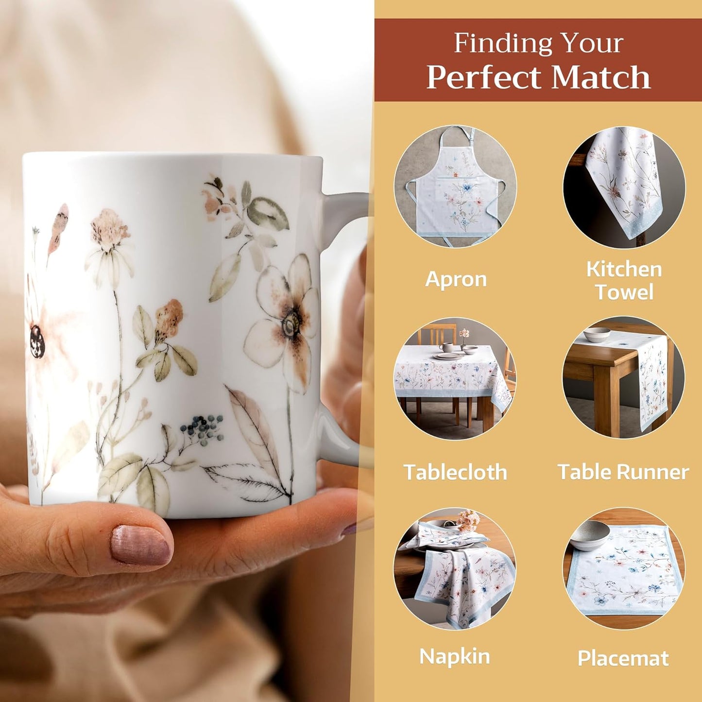 Maison d' Hermine Coffee Mug with Handles Fine Bone China Mugs Pack of Two Tea Cups for Hot Beverages Cappuccino Latte Home Restaurant Office Perfect for Gift (Ice Florals, 15 Ounce)