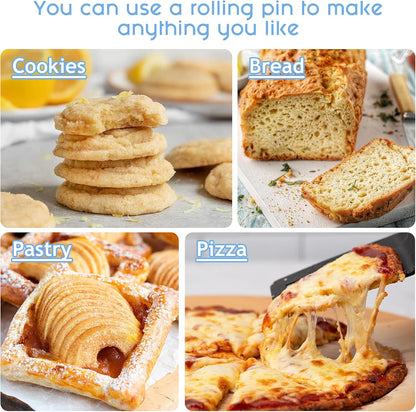 Rolling Pin Dough Roller for Baking with Thickened Non Stick Silicone Metal Handle Rolling Pin Stainless steel Fondant Roller Pin Cookie Pastry Kitchen Accessories 13.8 X 1.5 Inches