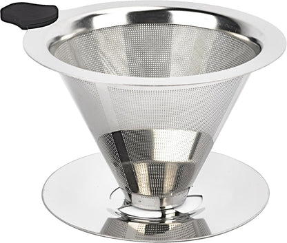 Pour Over Coffee Dripper Stainless Steel Reusable Cone Coffee Filters #2
