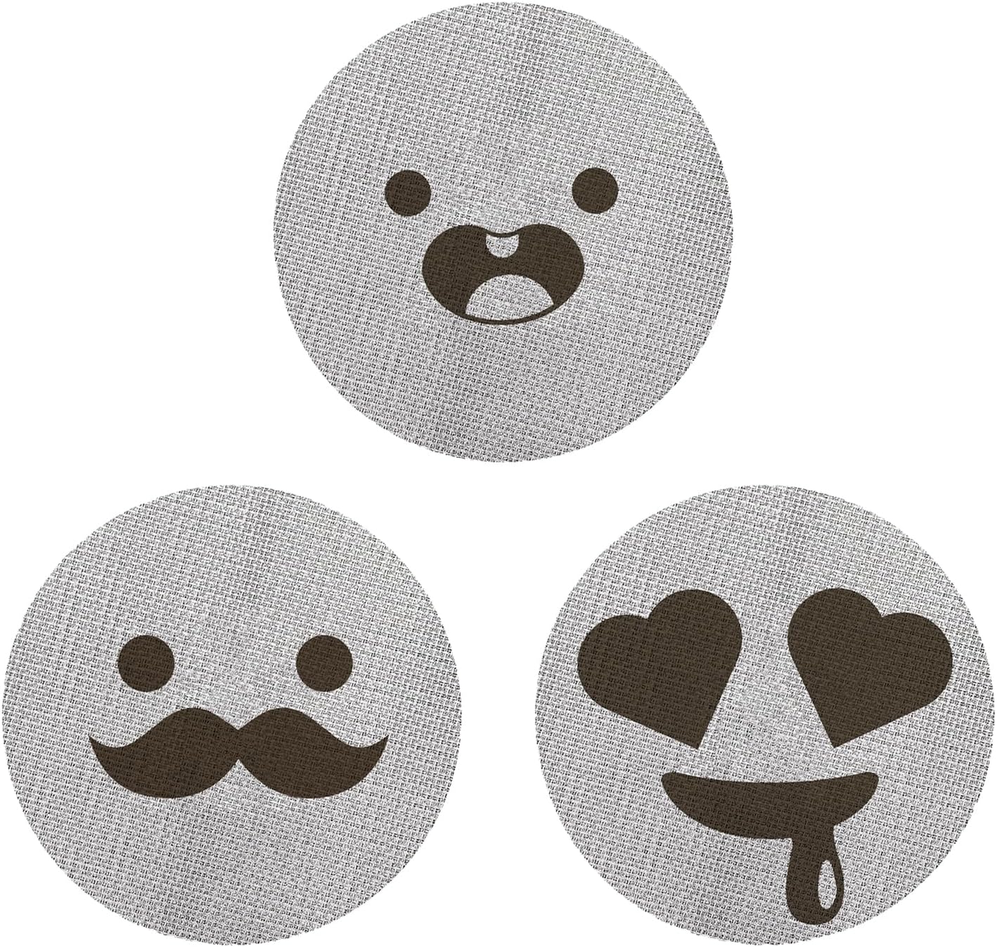 51mm Espresso Puck Screen 3-Pack, Lower Shower Screen, Metal Coffee Reusable Filter for Espresso Portafilter Basket, 1.7 Thickness(Cute Face)
