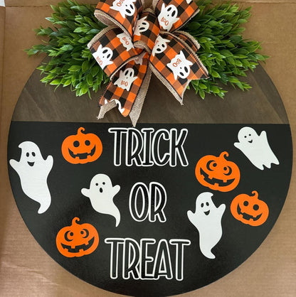 Halloween Stencils for Painting on Wood 12” Round Halloween Stencil Hey Boo Trick or Treat Ghost Pumpkin Face Templates for Door Hanger Porch Sign